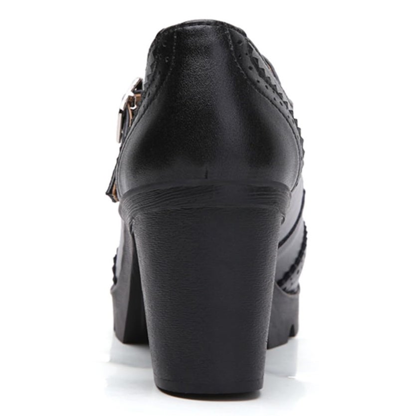 DADAWEN Women's Chunky Low Block Heels Mary Jane Closed Toe Work Pumps Comfortable Round Toe Oxfords Dress Wedding Shoes Black US Size 8.5 - Image 4